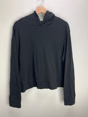 Pact Black Cropped Hoodie lightweight Sweatshirt 100% Cotton